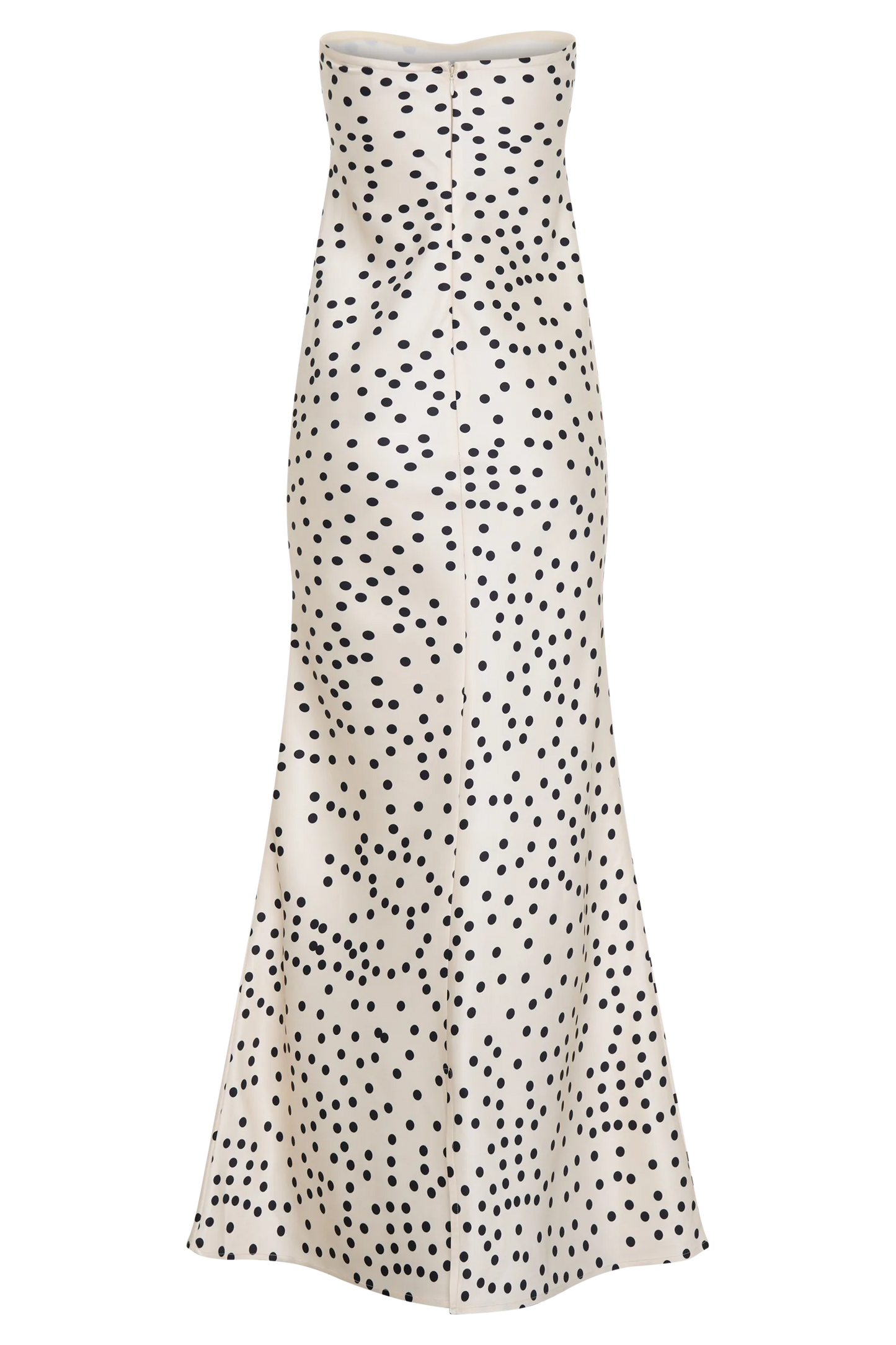 Strapless Satin Maxi Dress - Polka Dot Print