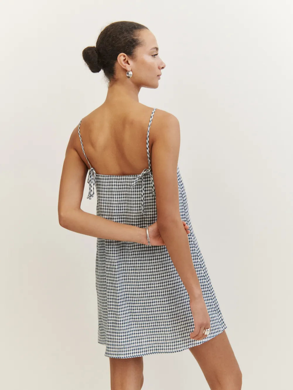 Cotton Checks Mini Dress With Shirt