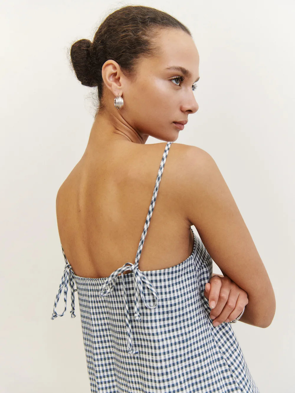 Cotton Checks Mini Dress With Shirt