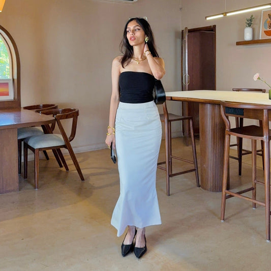 Off-White Satin Skirt