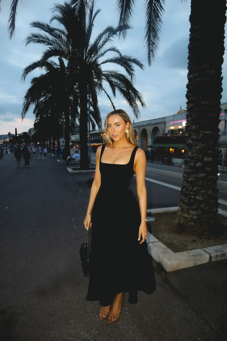 High Waist Square Neck Midi Dress